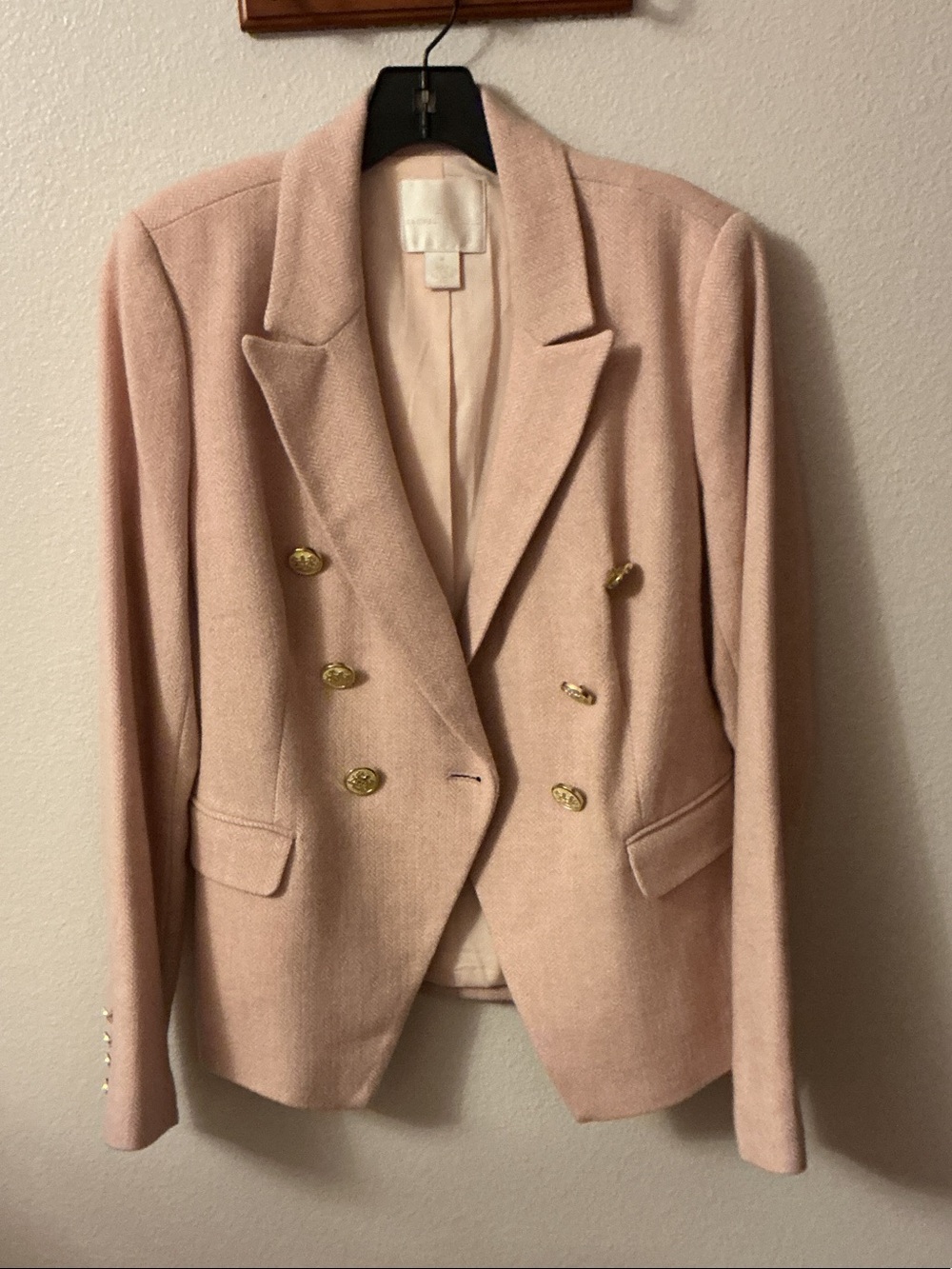 Rachel Parcell Blush Pink Double-Breasted Tailored Blazer